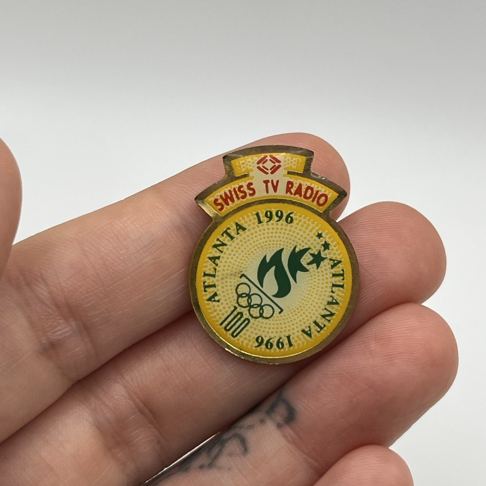 1996 Atlanta Summer Olympics Swiss TV Radio Sponsor‎ Lapel Hat Pin
